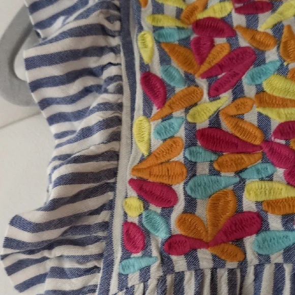 JODIFL Blue Striped Dress with Colorful Embroidery - Picture 4 of 5